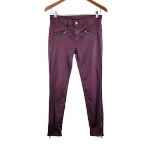 Current/Elliot Purple Coated Soho Zip Stiletto Pants Skinny Jeans Womens Size 28